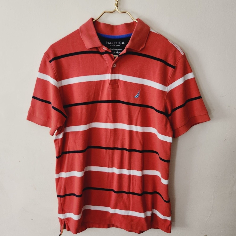 Nautica Red Performance Deck Shirt‎ Men's Classic Fit Small
